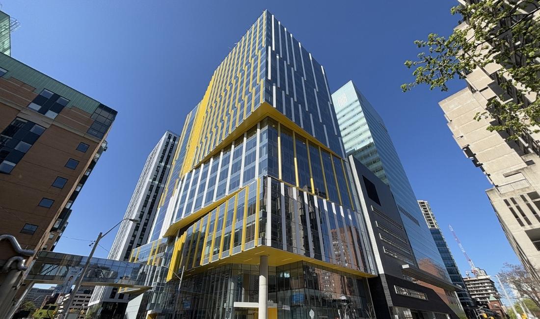 Image showing front of the SickKids patient support centre in Toronto, a project by Resource Planning Group (RPG).
